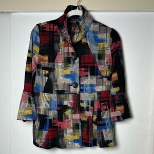 Damee Abstract Art to Wear Multi Color Blazer Jacket Size Medium